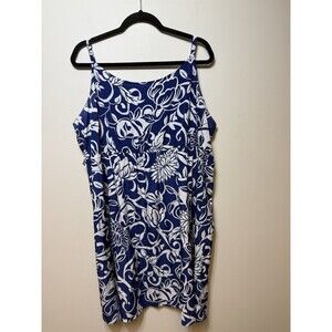 Lane Bryant 22 24 Blue White Floral Lightweight Dress NEW NWT Adjustable Straps